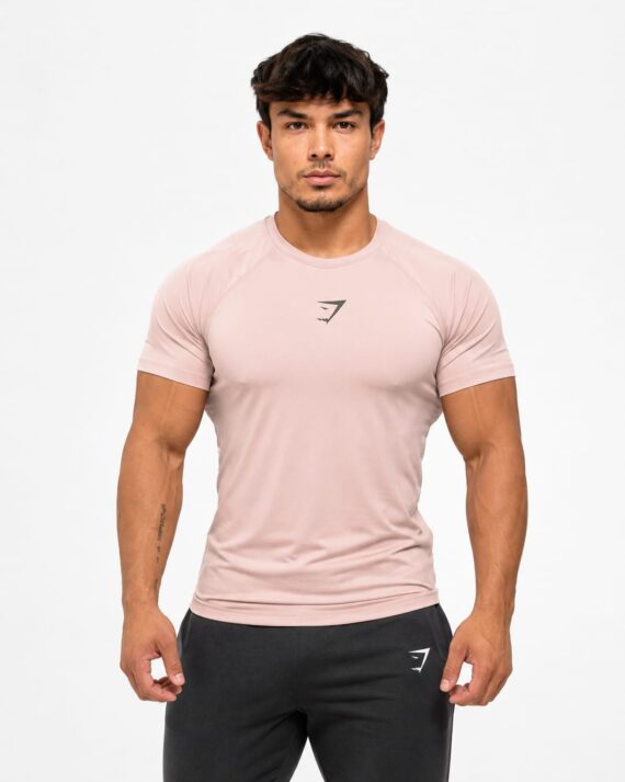 Gymshark Men's Essential Performance Training T-Shirt – Dust Pink