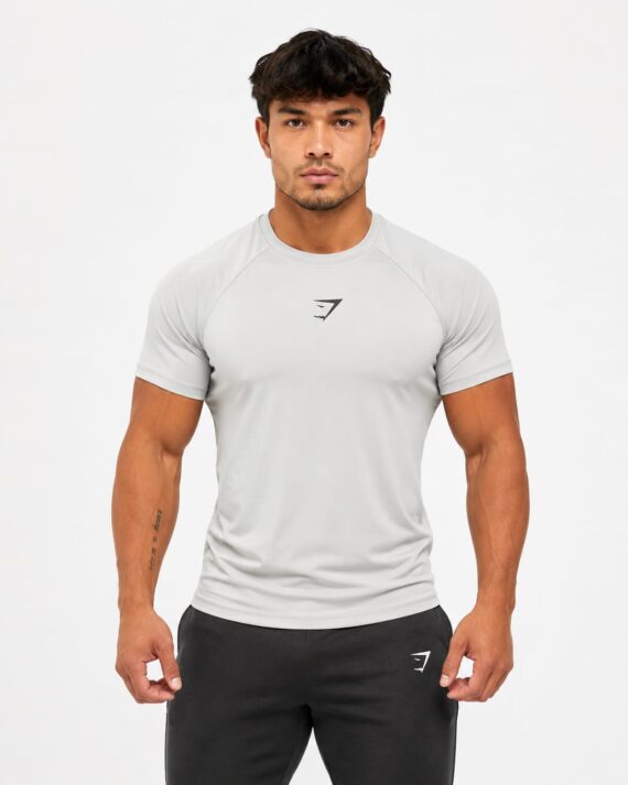 Gymshark Men's Essential Performance Compression T-Shirt – Light Grey