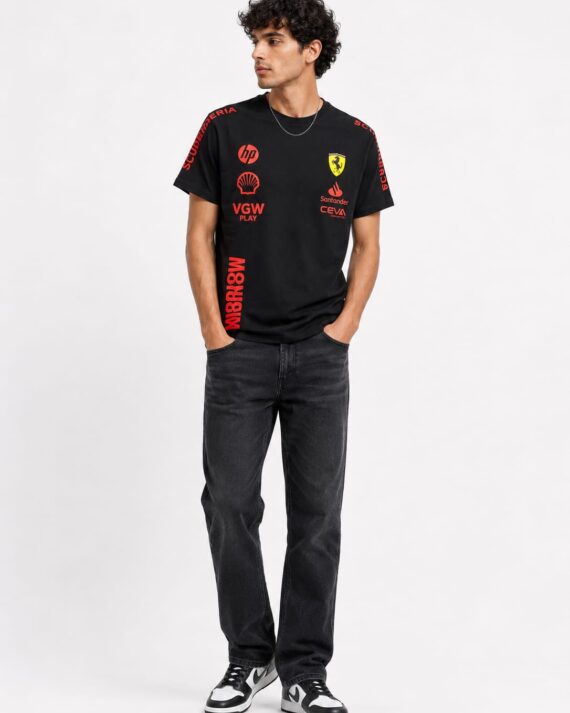 Scuderia Ferrari Inspired Oversized Black Graphic T-Shirt