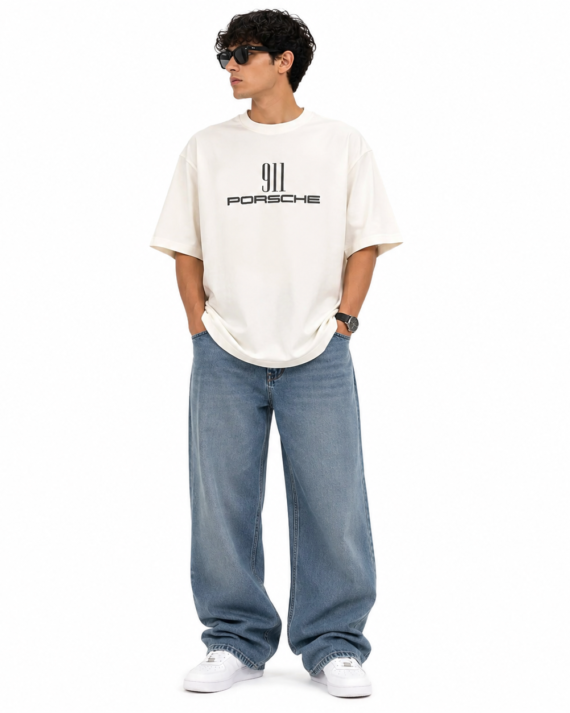 911 Porsche Oversized Premium Cotton T-Shirt – Off White