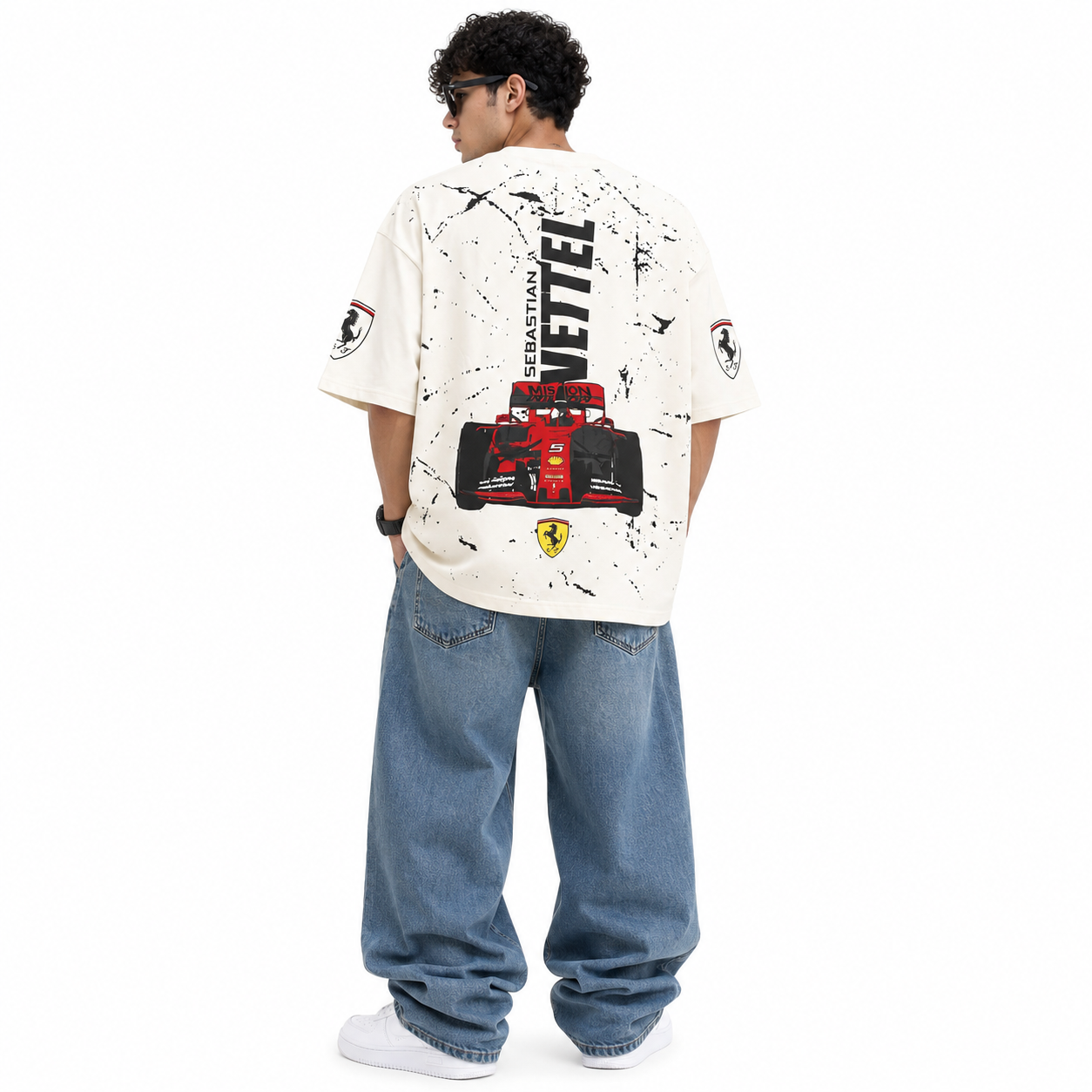 Ferrari Oversized Premium Cotton T-Shirt – Off White - Image 2