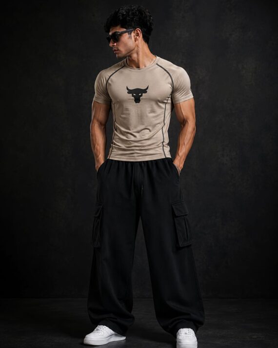 Bull Force Compression T-Shirt – Sand Beige