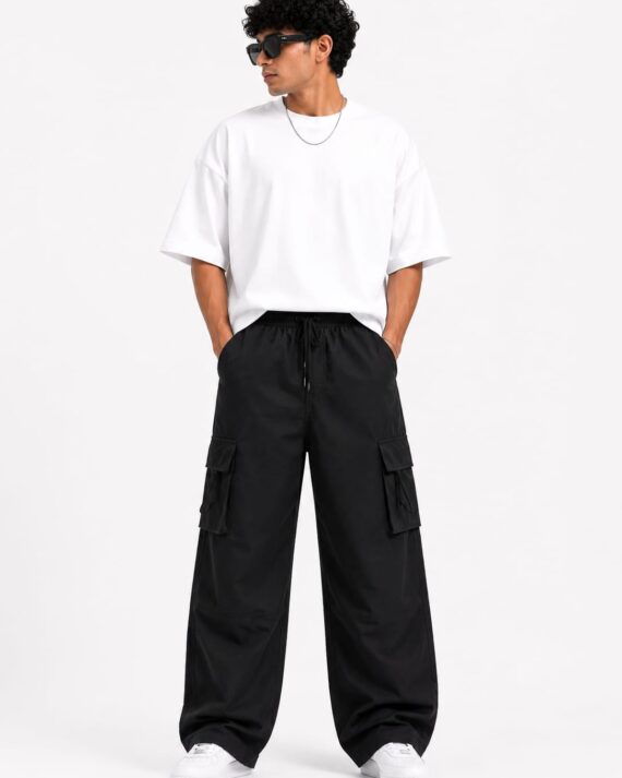 Black Relaxed Fit Cargo Pants for Men – Premium Utility Trousers