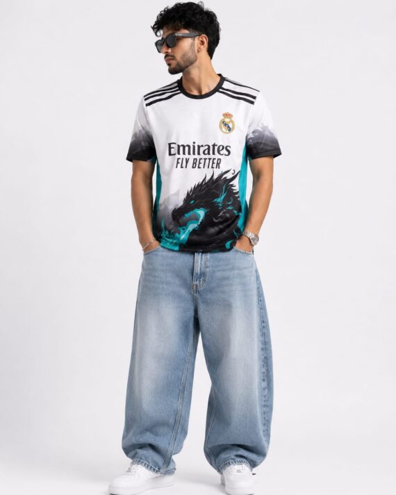 Real Madrid Dragon Edition Football Jersey – White Performance Fan T-Shirt