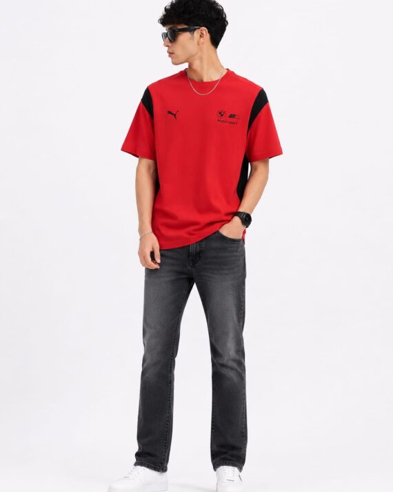 Men's Red Motorsport Inspired Premium Round Neck T-Shirt