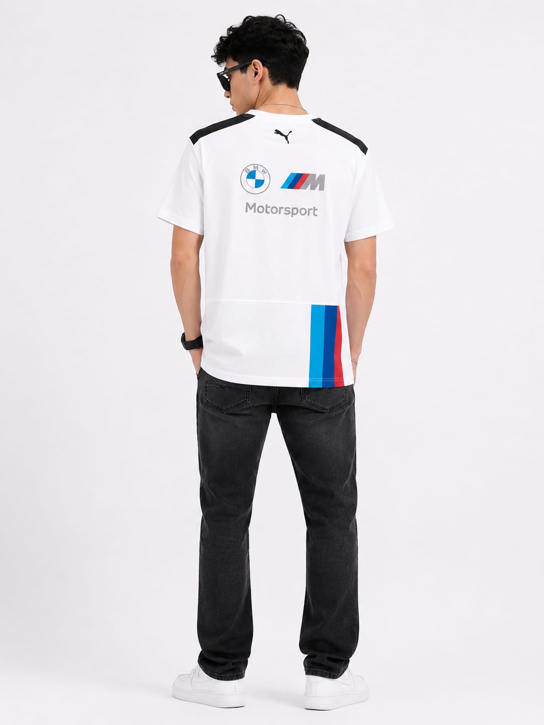Men's White Motorsport Inspired Premium Graphic T-Shirt - Image 2