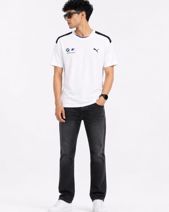 Men's White Motorsport Inspired Premium Graphic T-Shirt