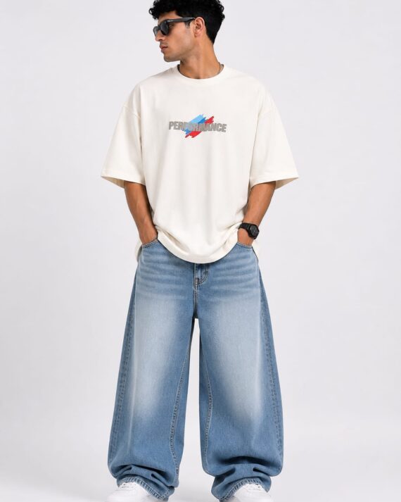 Men's Off White Oversized Performance Graphic T-Shirt