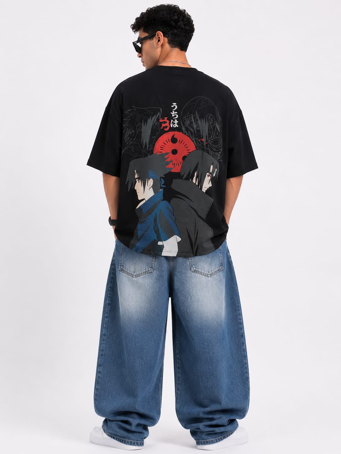 Men's Black Oversized Japanese Typography T-Shirt - Image 2