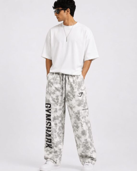 Men's Grey Tie-Dye Oversized Track Pants