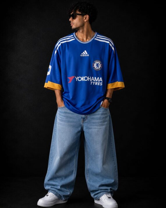 Men's Blue Oversized Football Jersey T-Shirt