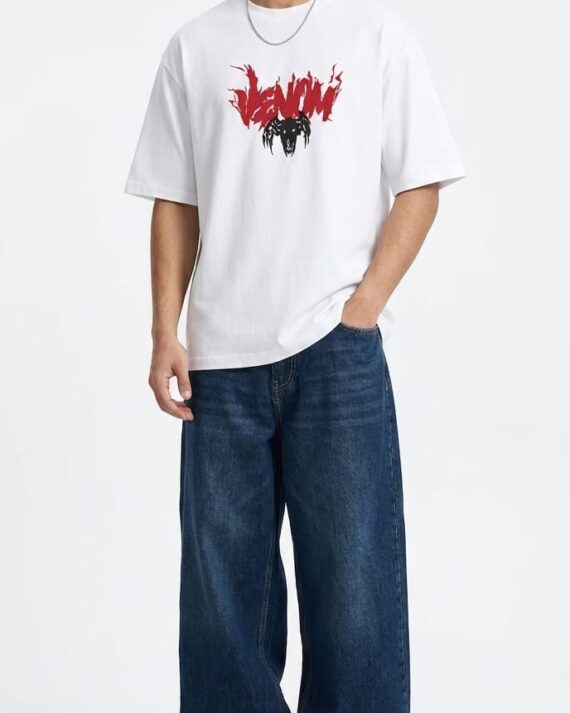 Men's White Venom Graphic Oversized T-Shirt