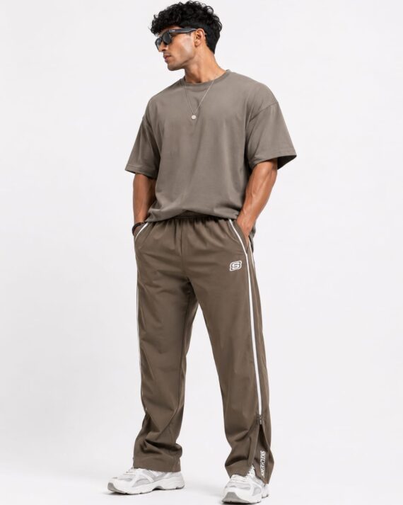 Men's Olive Brown Straight Fit Track Pants