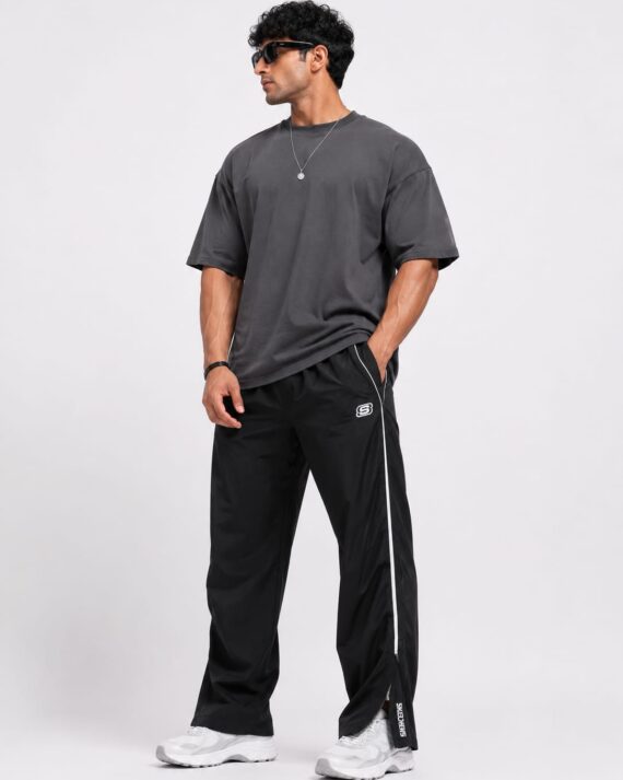 Men's Black Straight Fit Track Pants