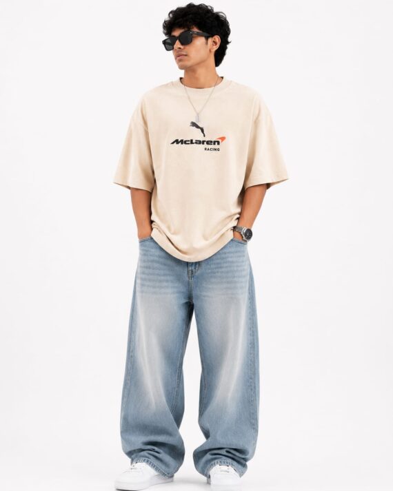 BUFFERLY Cream McLaren Racing Oversized T-Shirt – Motorsport Graphic Tee