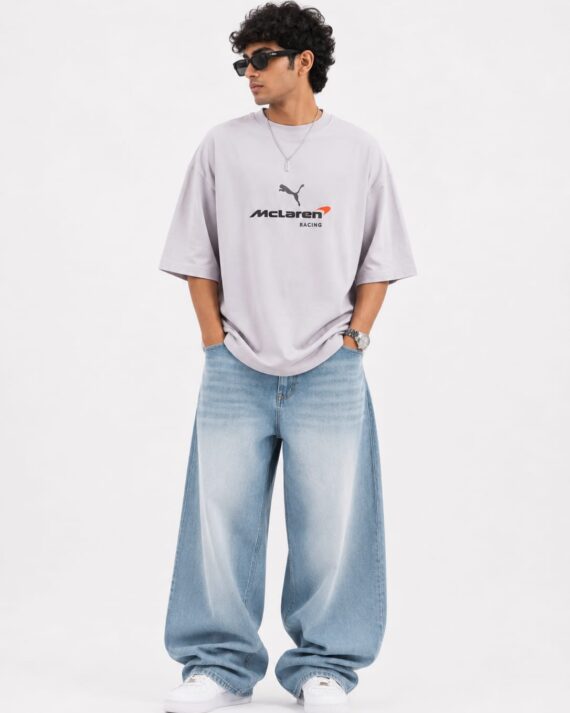 BUFFERLY McLaren Racing Oversized T-Shirt – Light Grey Graphic Tee