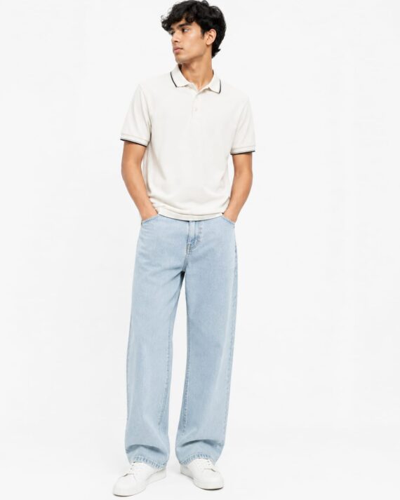 BUFFERLY Ice Blue Loose Fit Jeans – Relaxed Streetwear Denim