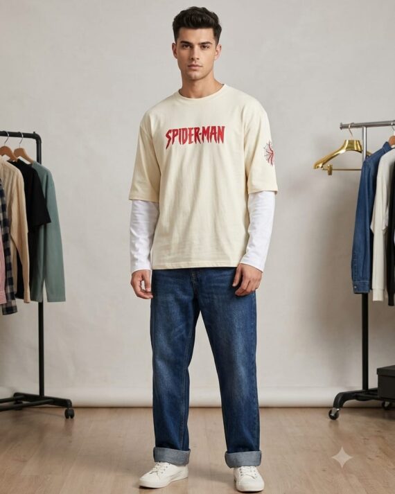 Cream Spider-Man Layered Graphic T-Shirt