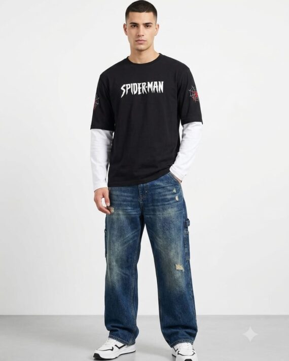 Black Spider-Man Layered Graphic T-Shirt