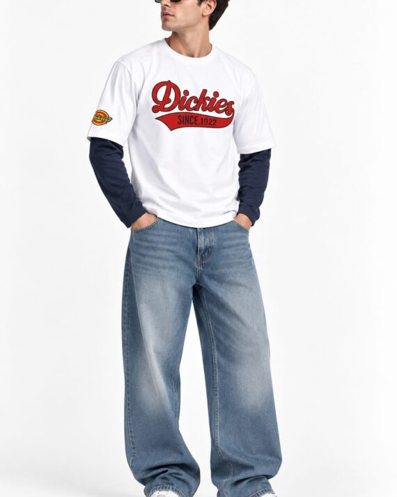 Men’s Graphic Layered Sleeve Oversized T-Shirt