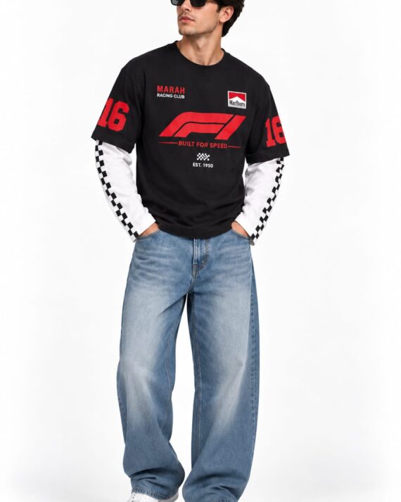 Men’s Racing Graphic Layered Sleeve T-Shirt
