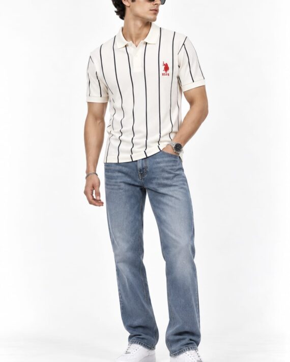 Men’s Vertical Striped Polo T-Shirt