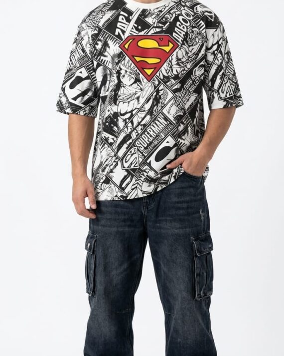 Men's Oversized Graphic Print T-Shirt | Boxy Fit Streetwear Tee | Half Sleeve
