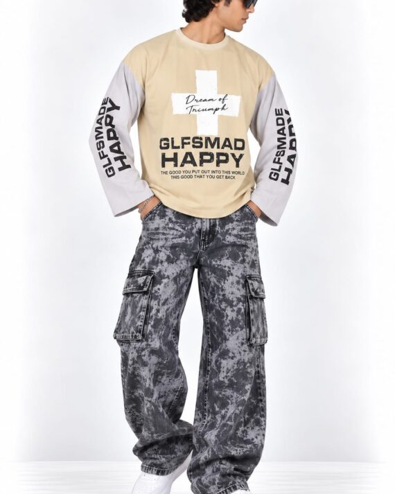 Men's Oversized Graphic Full Sleeve T-Shirt | Printed Streetwear Crew Neck Tee