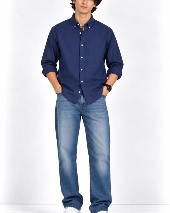 Men’s Classic Solid Button Down Casual Shirt – Regular Fit
